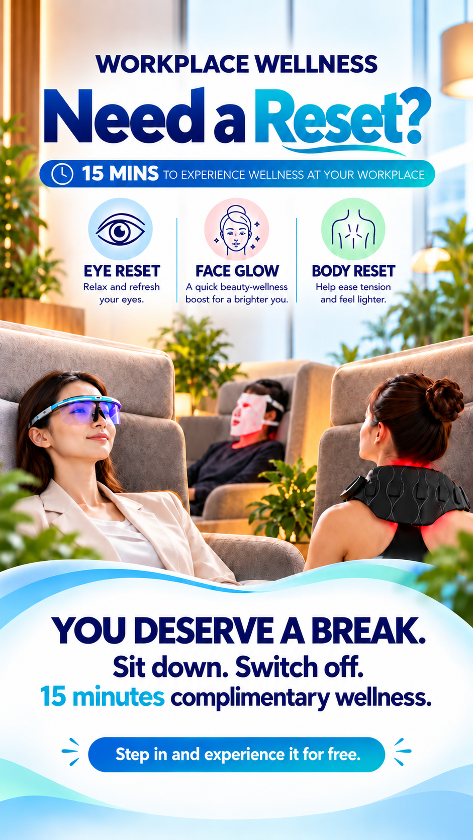 Model wearing the eye wellness device